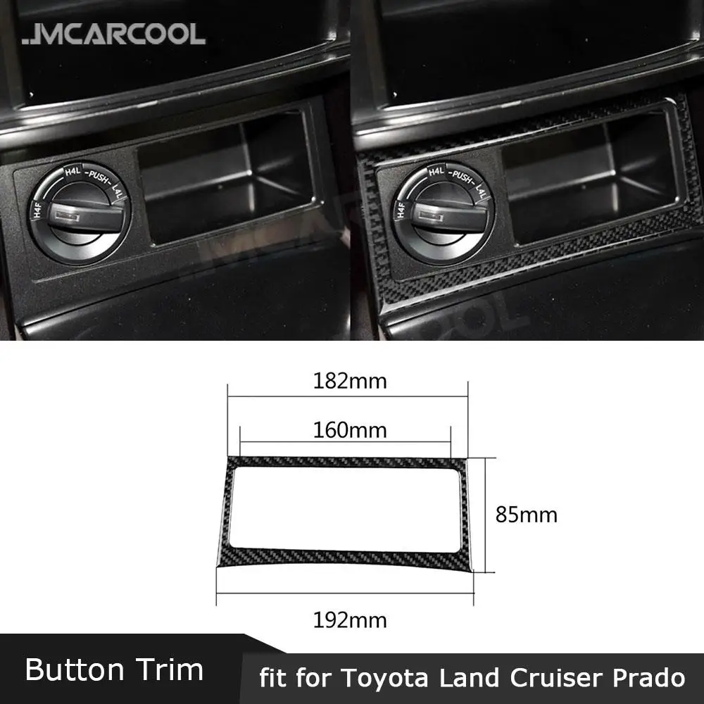 Car Four-Wheel Drive Switch Button Panel Carbon Fiber Trim Frame Cover Sticker For Toyota Land Cruiser Prado 2010-2018