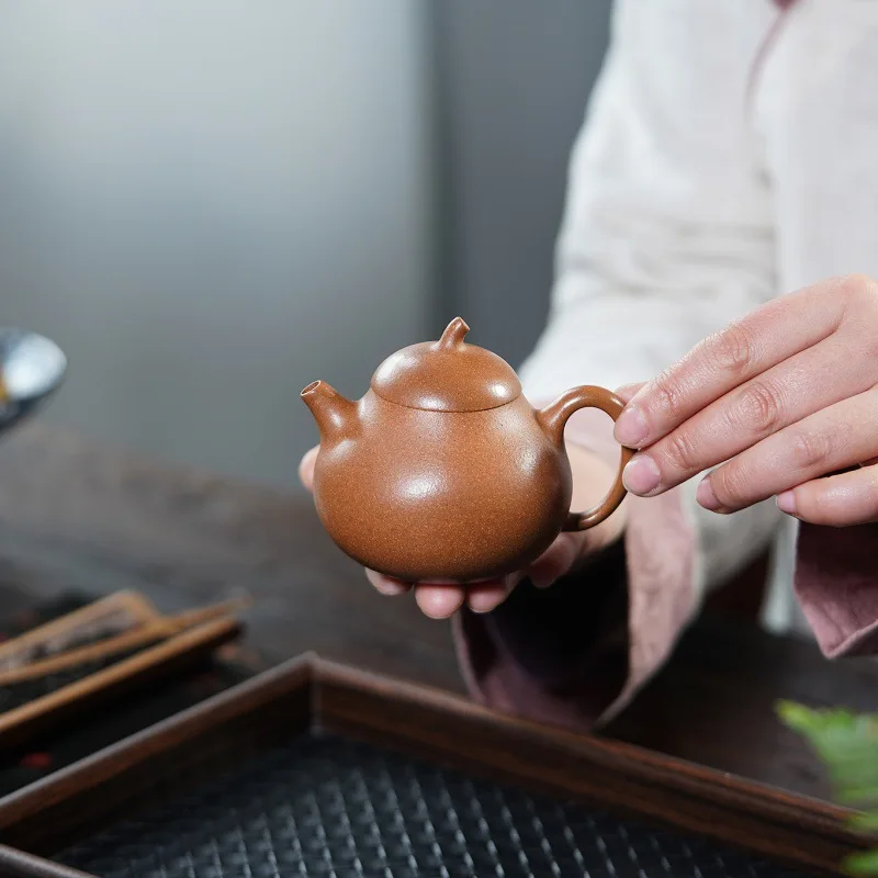 Yixing Zisha Teapot Raw Ore Jiangpo Clay Eggplant Gourd Shape Master Handmade Kung Fu Brewing Teapot Home Tea Set Gift