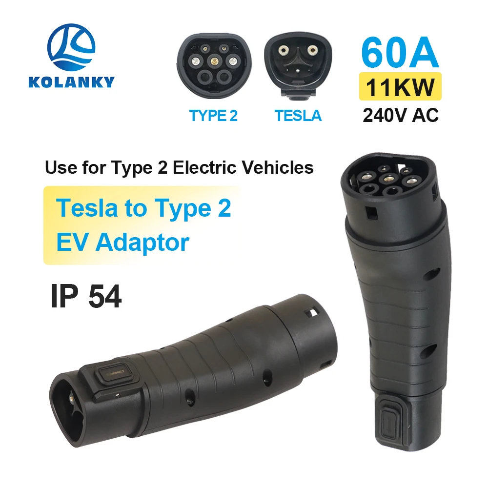 Adaptor EV pengisian daya Cepat Tesla ke pengisi daya AC tipe 2 untuk soket standar IEC-62169 mobil kendaraan elektrik hibrida