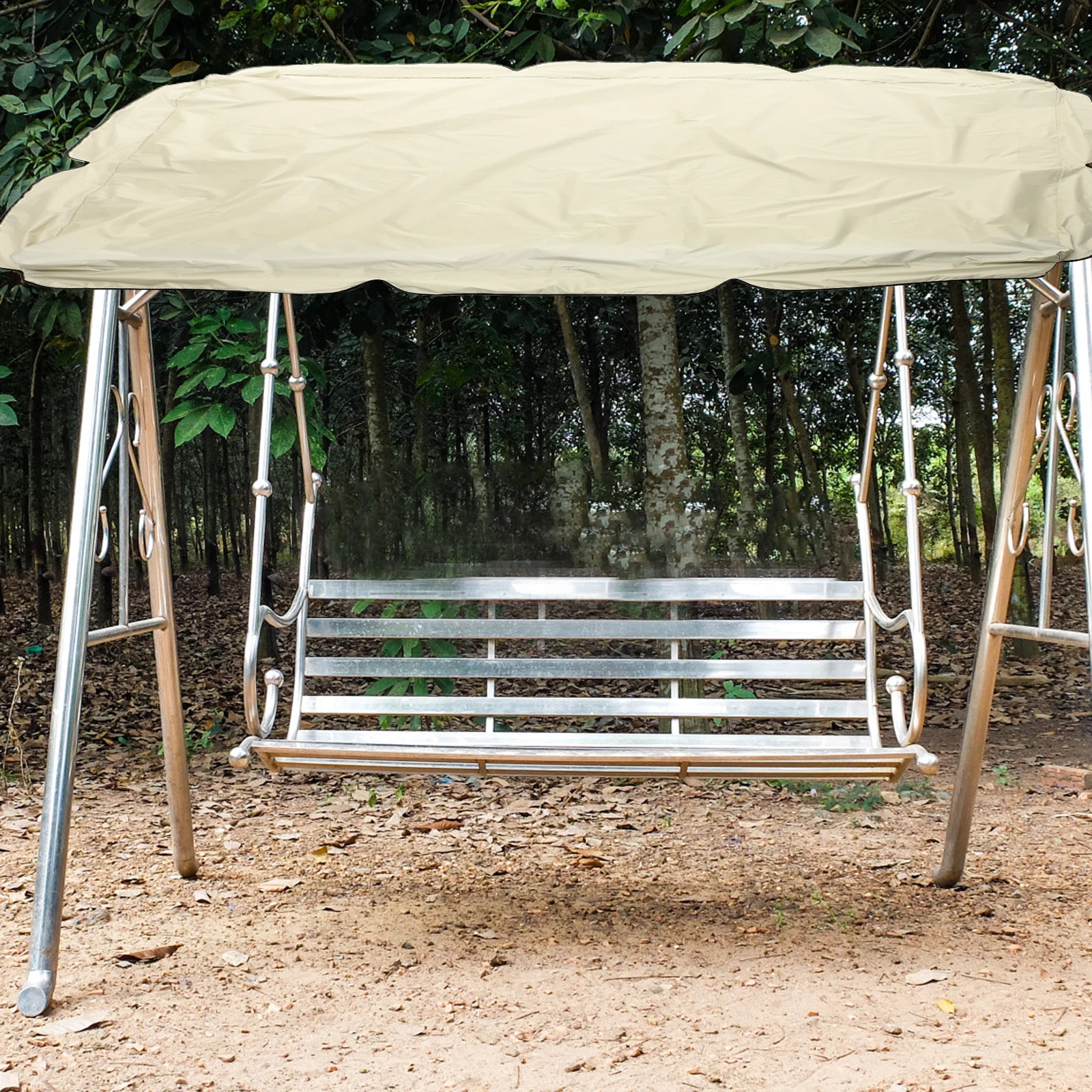 

Waterproof Garden Swing Cover Dustproof Elastic Scalloped Protector For Outdoor Use 3-Seater 195X125Cm Beige
