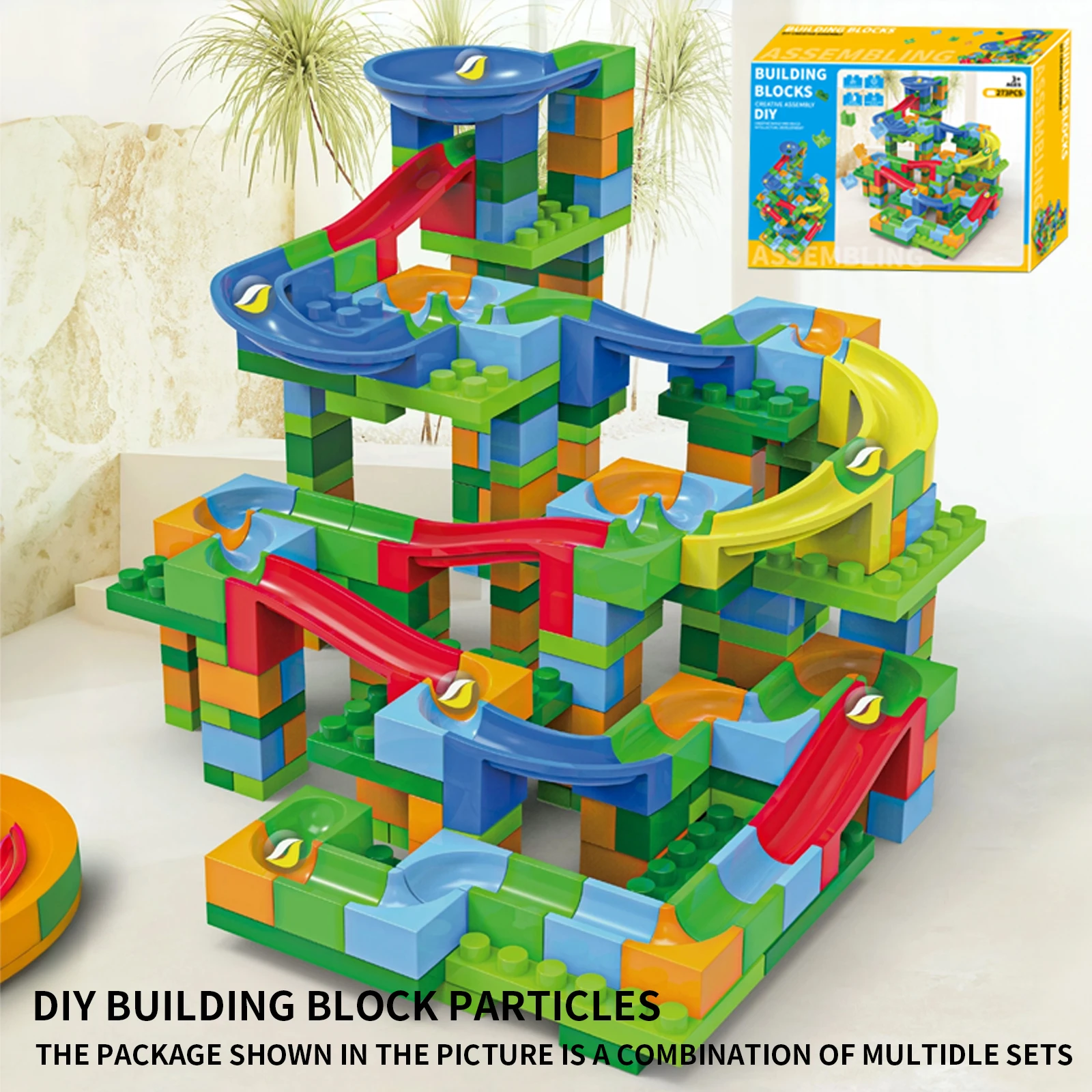 

Children'S Slide Block For Boys And Girls, Multifunctional Large Particle Splicing And Versatile Slide Ball Assembly Ball Toy