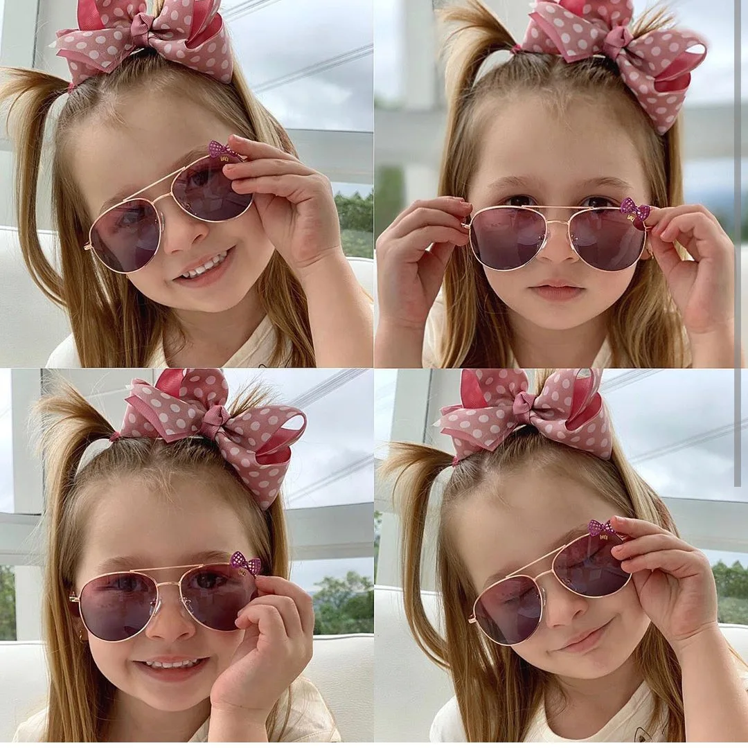 2025, gerade Metall-Sonnenbrille für Jungen und Mädchen, Baby-Bowknot, Kinderbrille, UV400