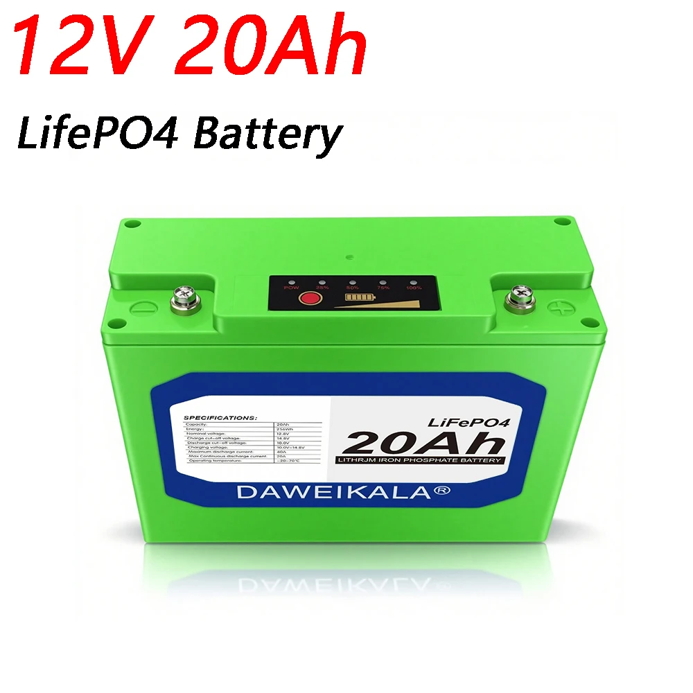 New 12V 20Ah LiFePO4 Battery With 30A BMS Deep Cycle For Power Wheels Fish Finder Lighting Supply Lithium Battery Power display