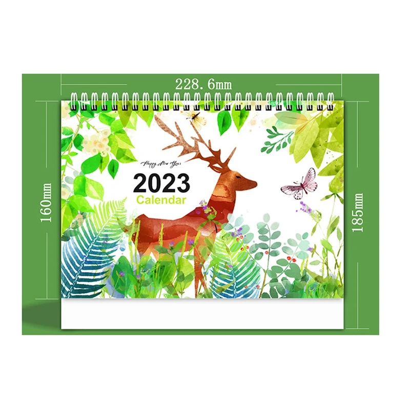 Calendario de escritorio de 2 piezas Calendario con tapa de pie Calendario de escritorio de 12 meses Calendario de pie, con bloques en blanco F