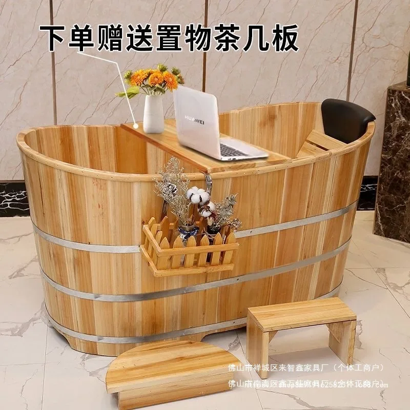 DSA wooden bucket bathtub adult whole body household bath basin sweat fumigation Yao bath beauty salon real wood bath