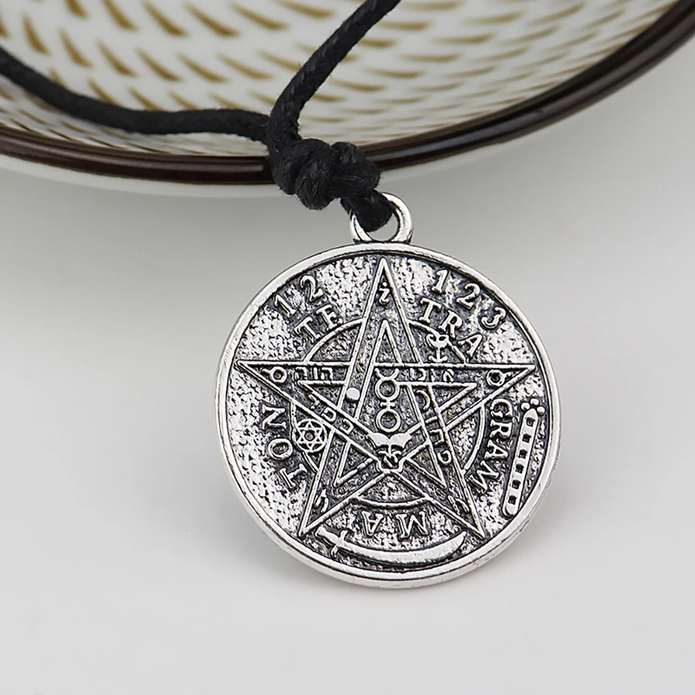 Goth Pentagram Necklace for Women Men Pentagrama Collar Tetragrammaton Wicca Viking Wiccan Supplies Jewelry Accessories Gifts