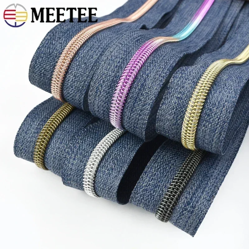 

10-50M 5# Sewing Zipper Denim Nylon Zippers Chain Tape By Meters for Clothes Bags Zip Repair Tailor Craft DIY Accessories