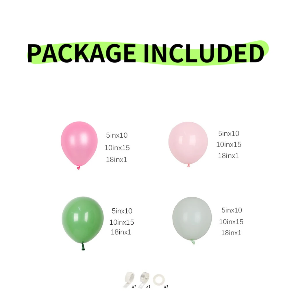 107Pcs Hot Pink Green Balloons Garland Arch Kit Macaroon Pink Green Balloons for Baby Shower Wedding Bridal Shower Party Decor view 3