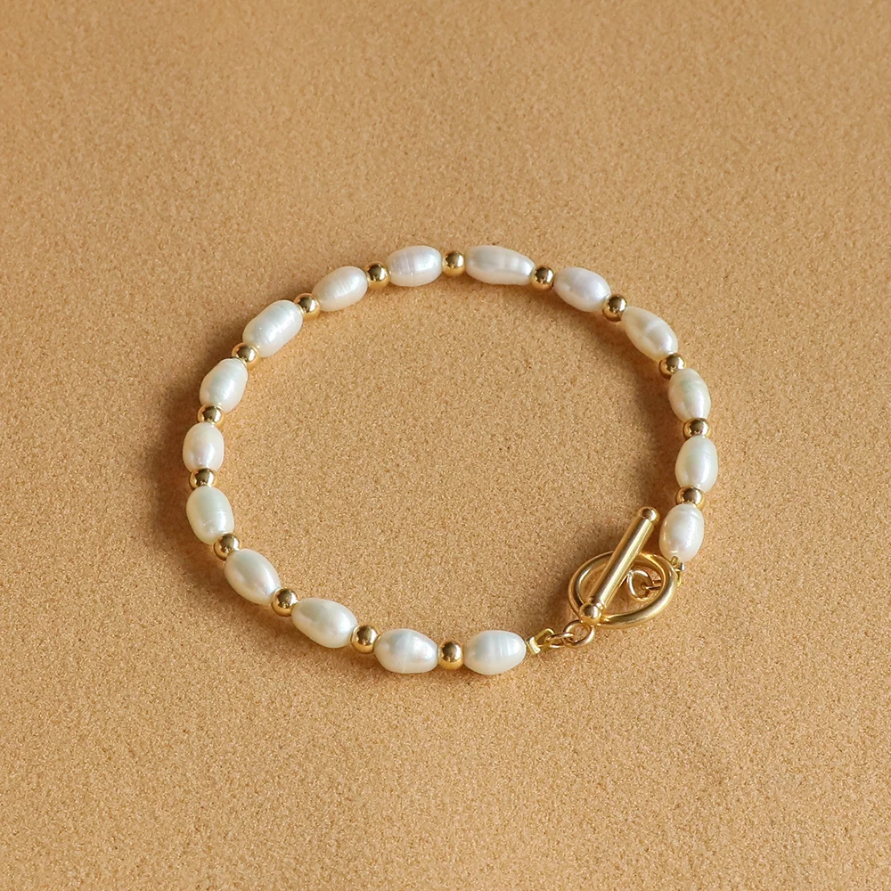 

Dainashi 5-6mm Rice Shape Freshwater Pearl Bracelet OT Buckle 16cm 18cm 20cm Bracelet for Women Jewelry Gift 2025 New Arrivals