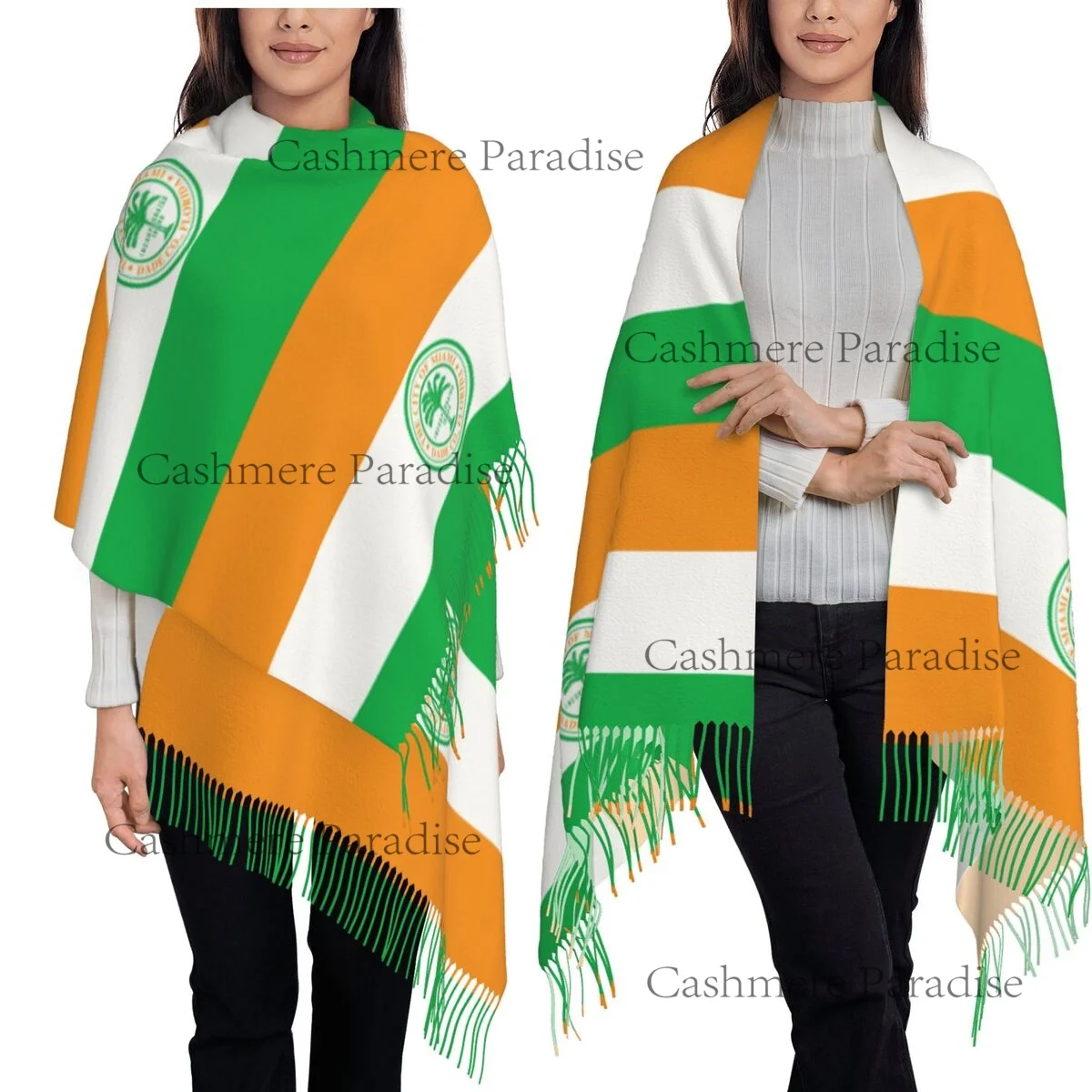 フロリダ州マイアマ市の旗-アメリカ合衆国-レディース-暖かい冬用インフィニティスカーフ-スカーフ-秋と冬