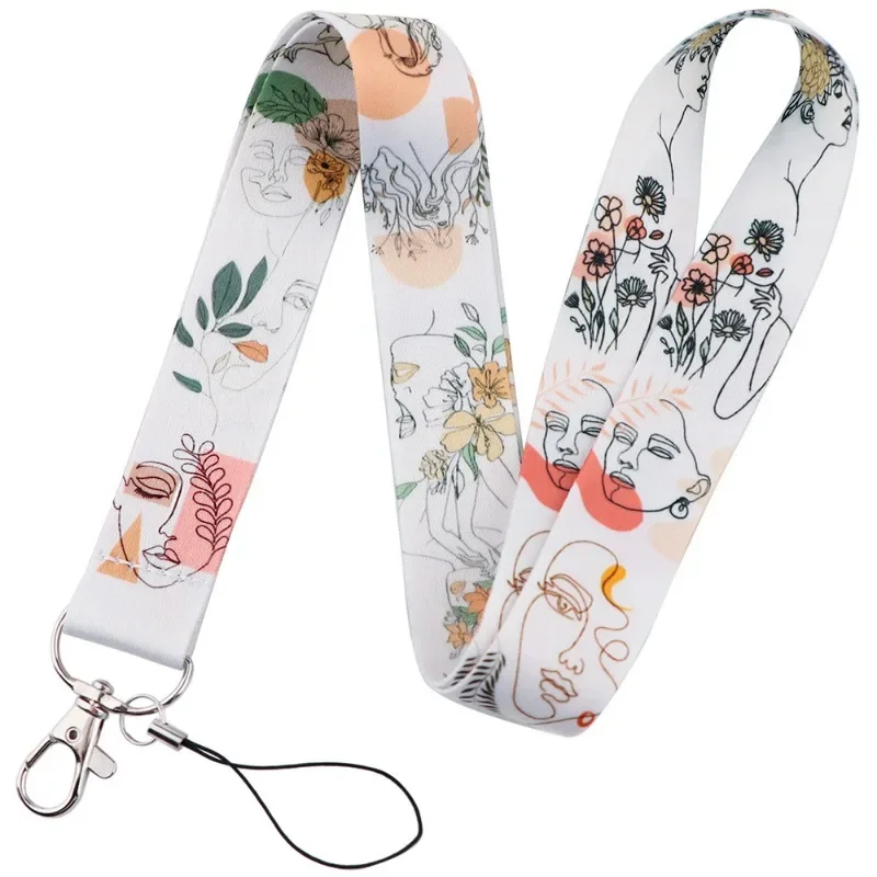 1pc Flower Cards Holder Long Hanging Rope ID Badge Card Holder Keychain Cellphone Strap Neck Strap Lanyards Colored Flower Rope