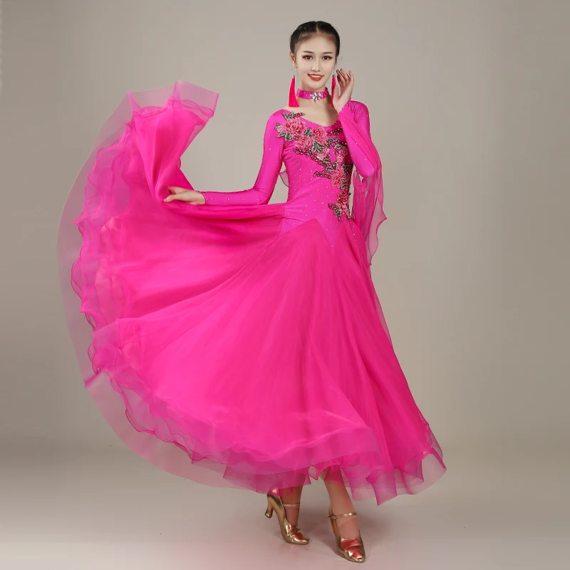 

new Modern Dance Ballroom Dance Waltz Competition Dress Performance Costume National Standard Dance Big Swing Dress 080