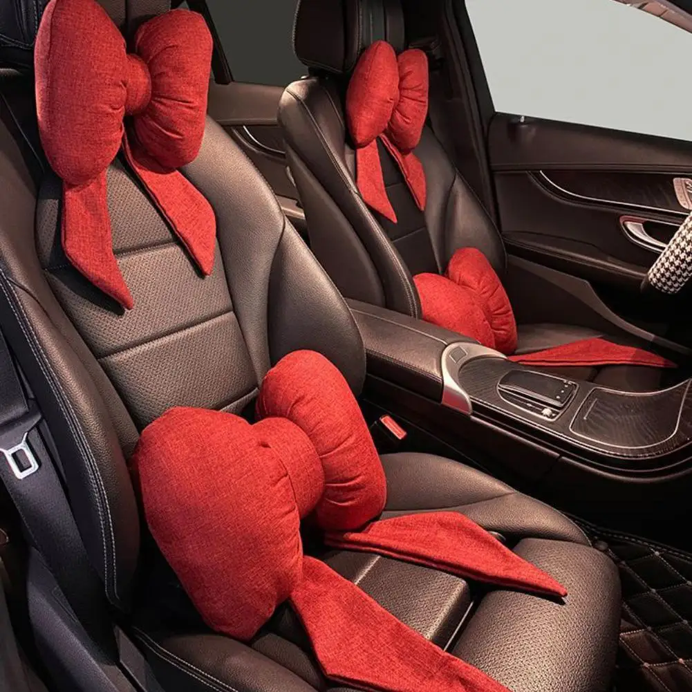 Autositz-Kopfstütze, Nackenstütze, Kissen, große Schleife, Streamer-förmiges Nackenkissen, schnelles Schnallendesign, ergonomische Nacken- und Lendenwirbelstütze