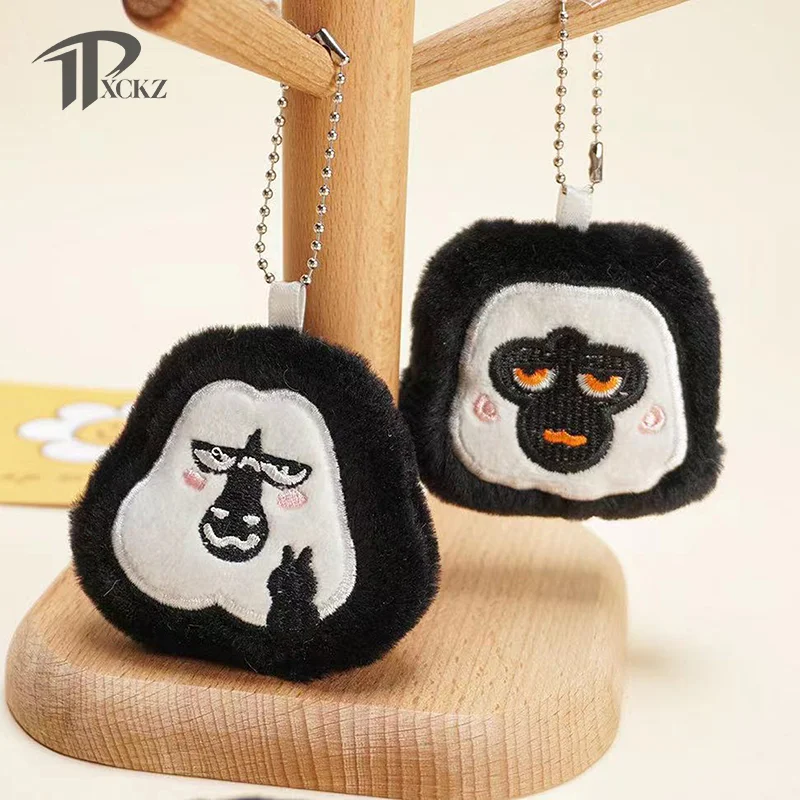 Cartoon White-faced Saki Plush Keychain Toy Chimpanzees Monkey Pendant Soft Stuffed Doll Keychain