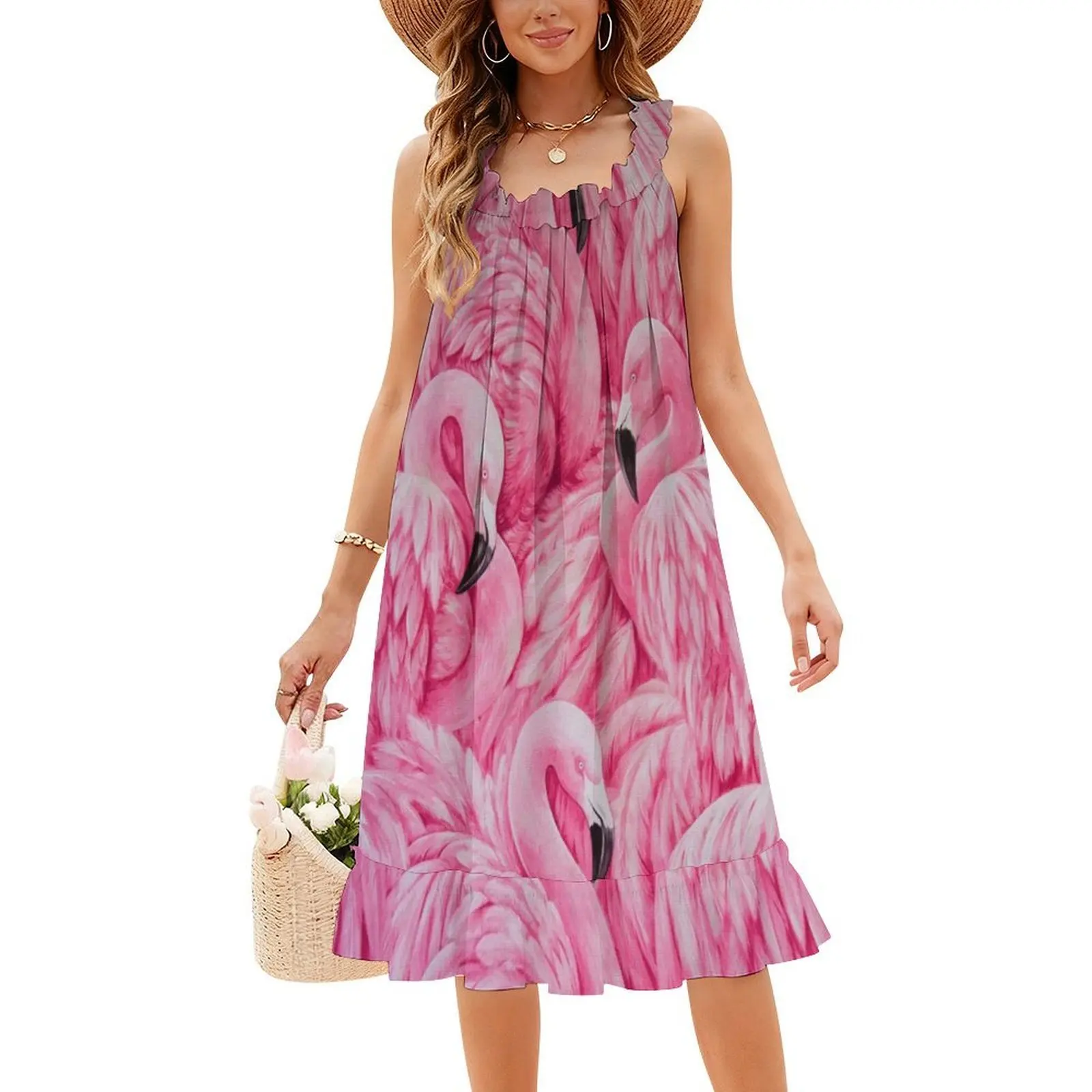 فستان بوهو أنيق بنمط فلامنغو وردي أنيق لحفلات الزفاف على الشاطئ فستان فلامنغو وردي وردي فلامنغو فلامنغو مساء #4