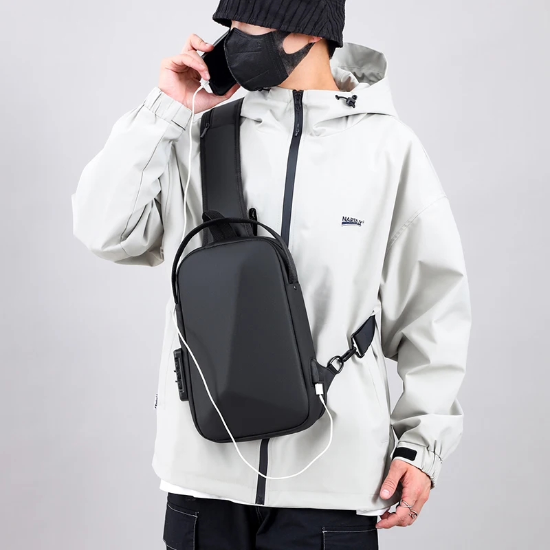 

Anti-Theft Men's Chest Bag Trendy Crossbody Small Bapa Sports Leisure Front Hanging Bag Waterproof Ox Youth Casual