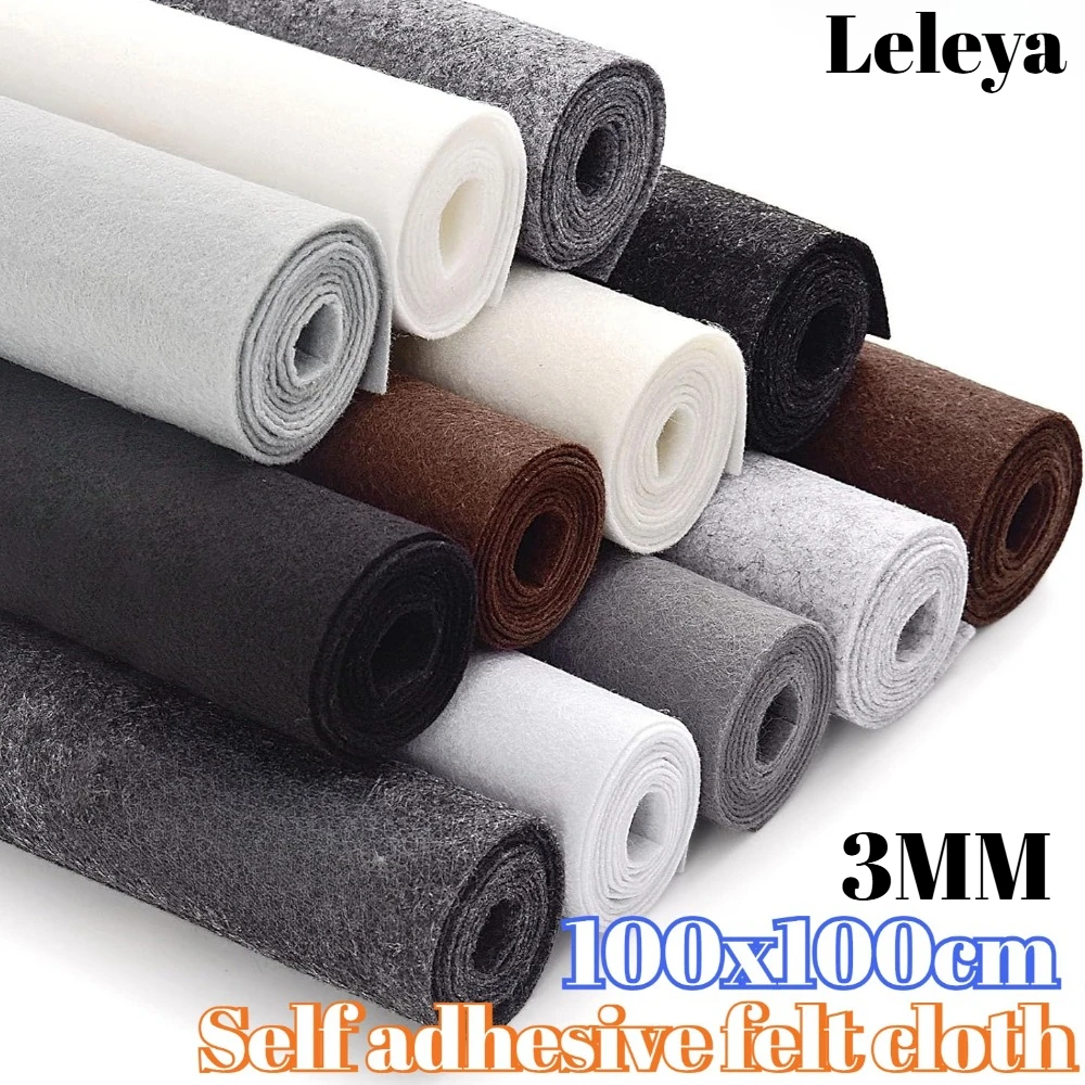 3mm Thick Hard Self-adhesive Felt Sheet 100x100cm Non-woven Fabric DIY Craft Supplies Hand Embroidered Felt Accessories