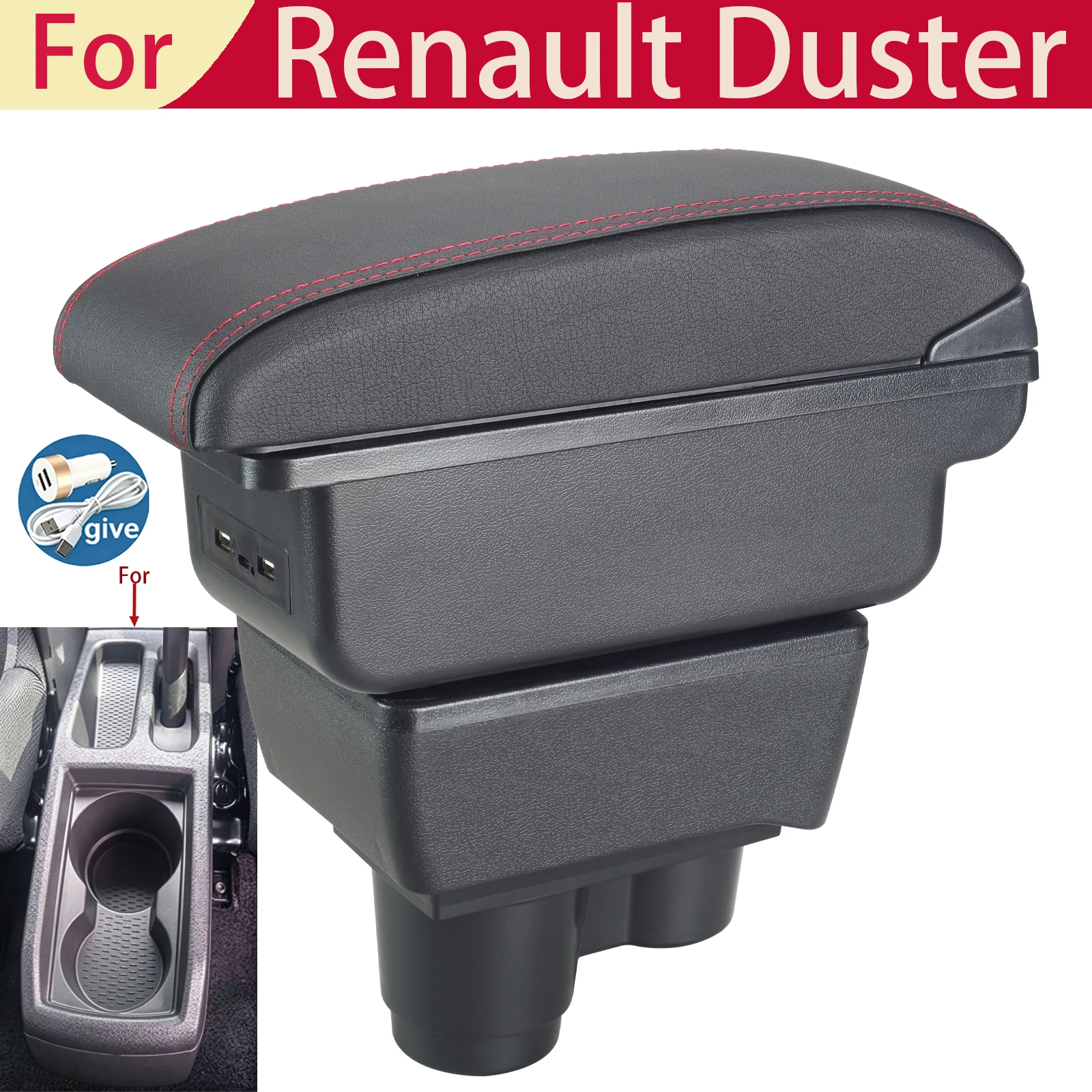 For Renault Duster Armrest Box  for Dacia Duster Armrest Box 2019-2024 Center Console Storage Box Decoration Accessories Leather