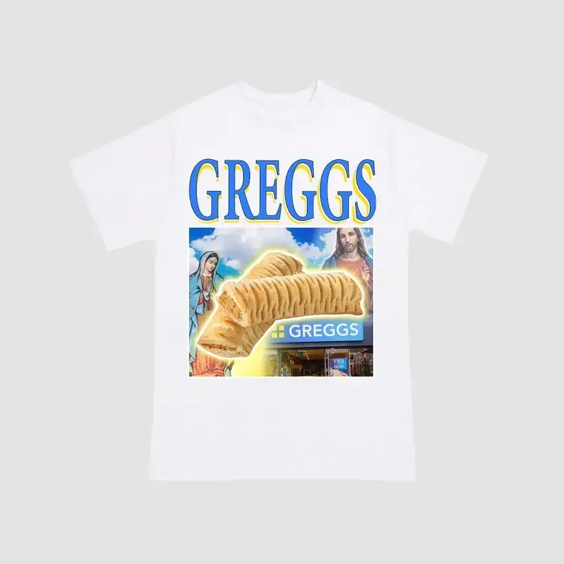 Greggs sausage roll tshirt  funny meme T-shirt vintage fathers day xmas birthday christmas fancy dress
