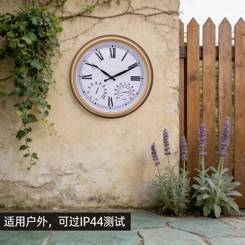 15-inch Waterproof Outdoor Garden Thermohygrometer Wall Clock for Hot-Selling Products