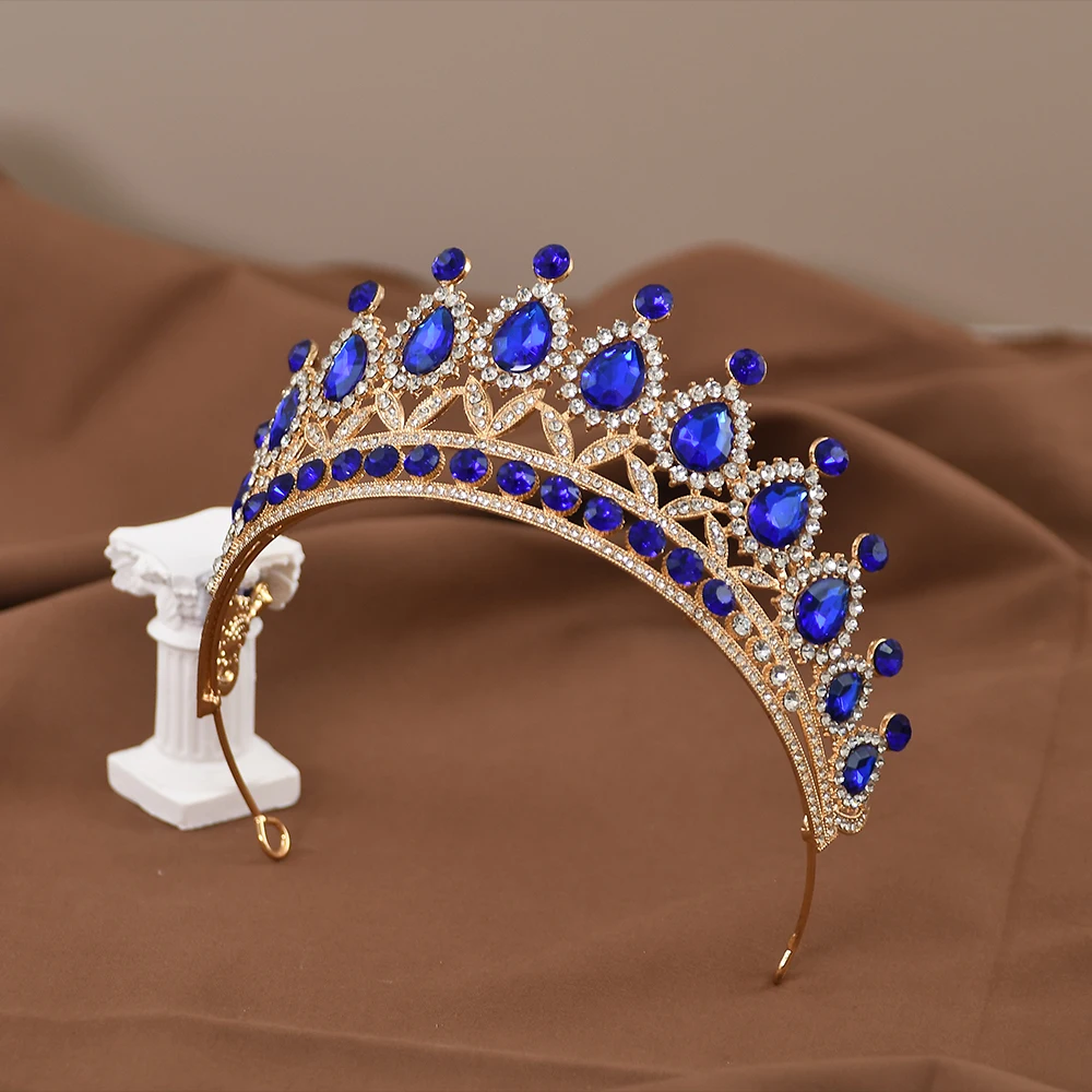 Księżniczka Królowa Luksusowa Korona Barokowa Kryształowa Tiara Rhinestone Korowód Prom Diadem Ślubne Akcesoria Do Włosów Biżuteria