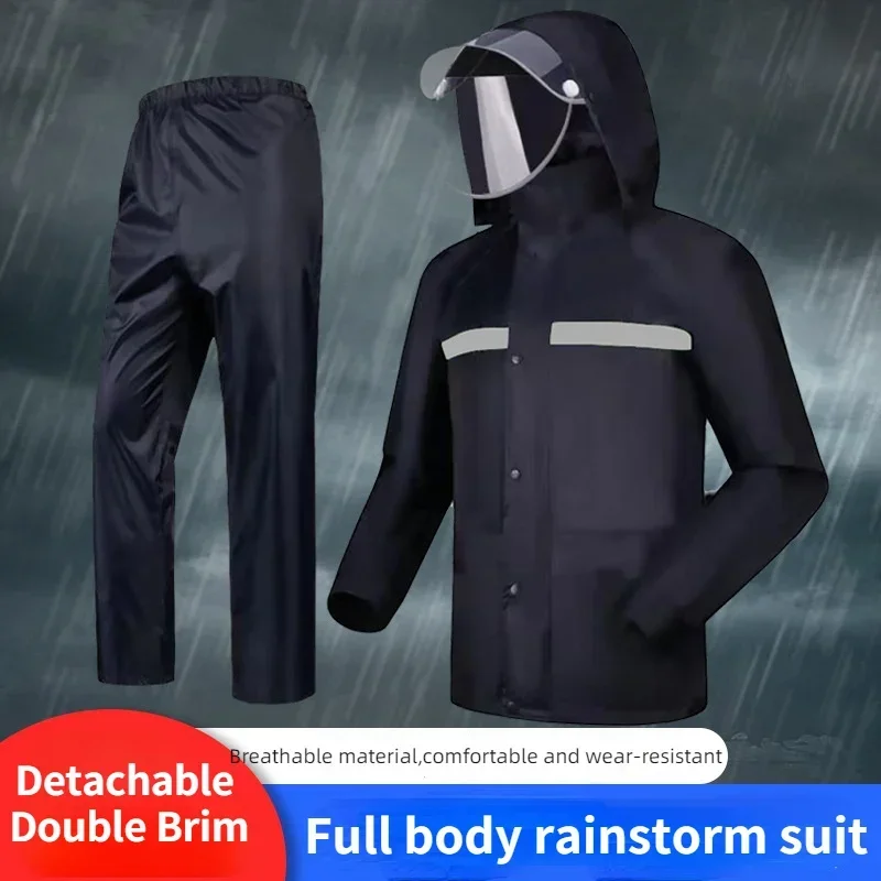 Raincoat Rain Pants Suit Thick Waterproof Motorcycle Rain Jacket Poncho Adults Large Size Fishing Suit Rainwear Man And Woman