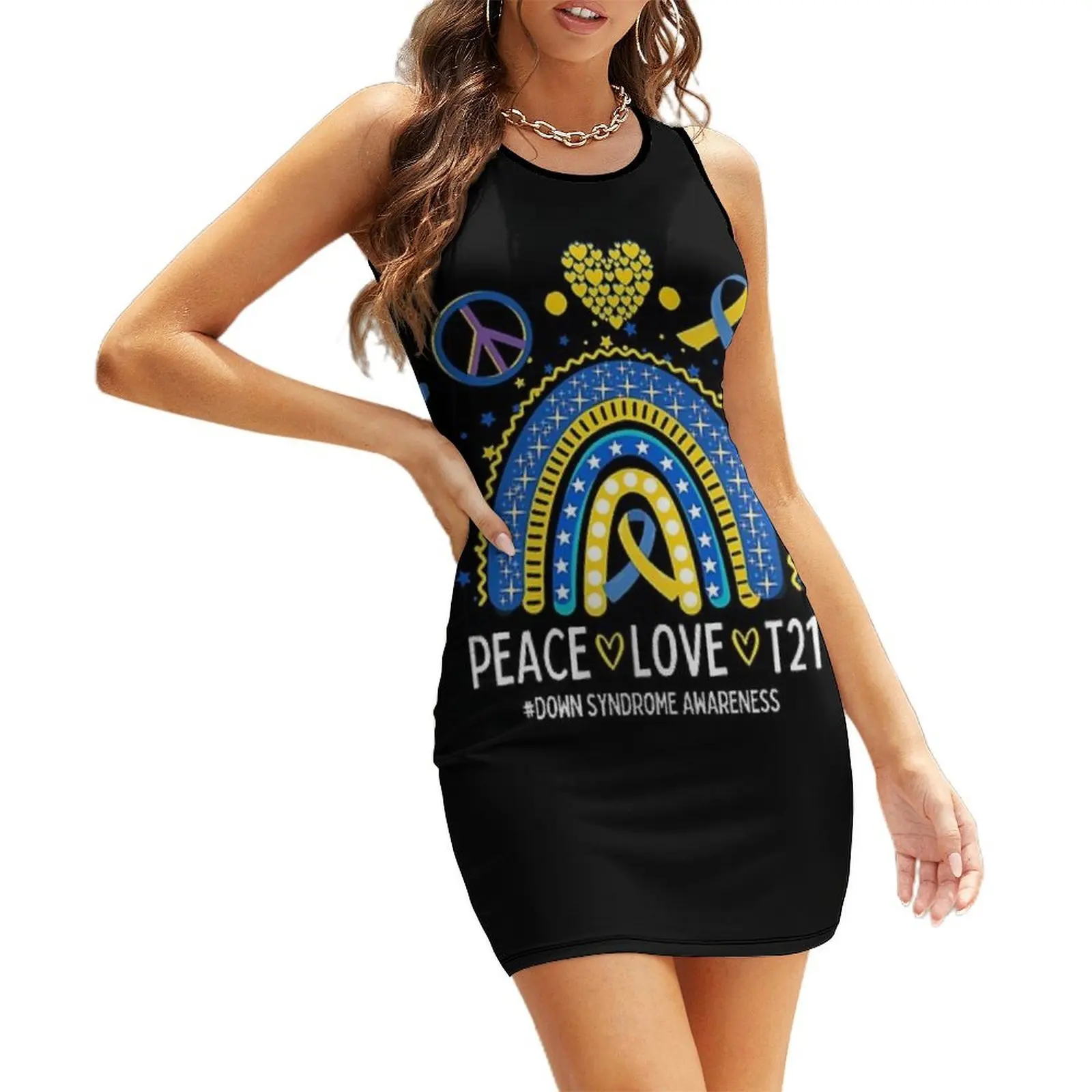 

Peace Love T21 (Down Syndrome Awareness) Sleeveless Sundress Dress for girls summer dress for women 2025
