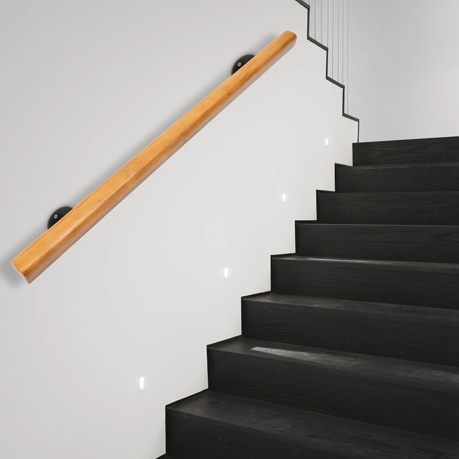 

NEW Wood Handrails for Indoor Stairs, Safety Non-Slip Stair Railing, Professional Pine Handrails Support Rod Complete Ki