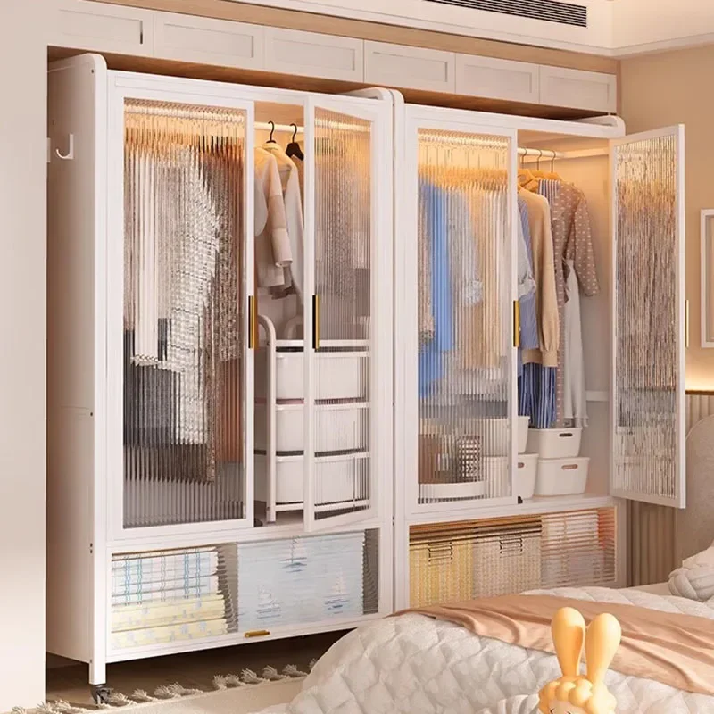 

-Storage Organizer Closet Bedroom Mobile Clothes Portable Wardrobe Partitions Door System Drawers Guarda Roupa Salon Furniture