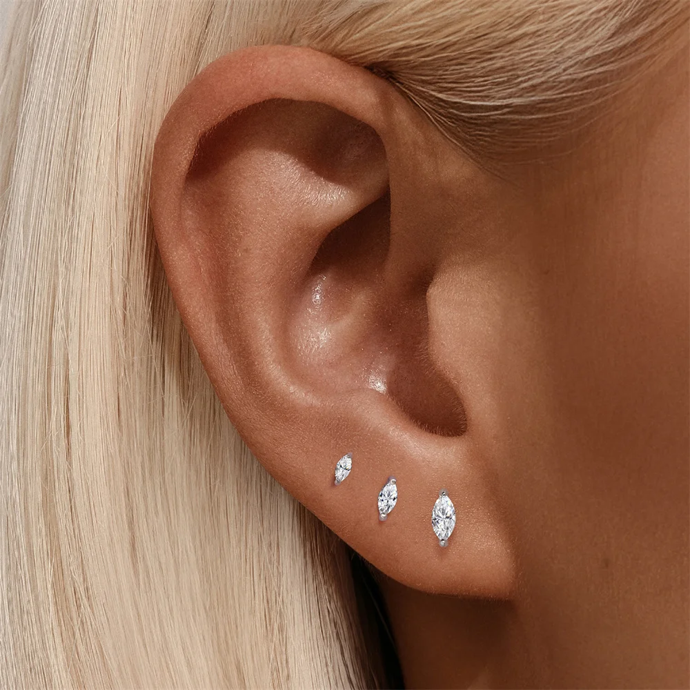 AIDE 925 Sterling Silber 1 Stück Sechsklauen Funkelnder Moissanit Damen Multi-Größen Flacher Rücken Knorpelpiercing Hochzeits-Brautgeschenk – Detail 33