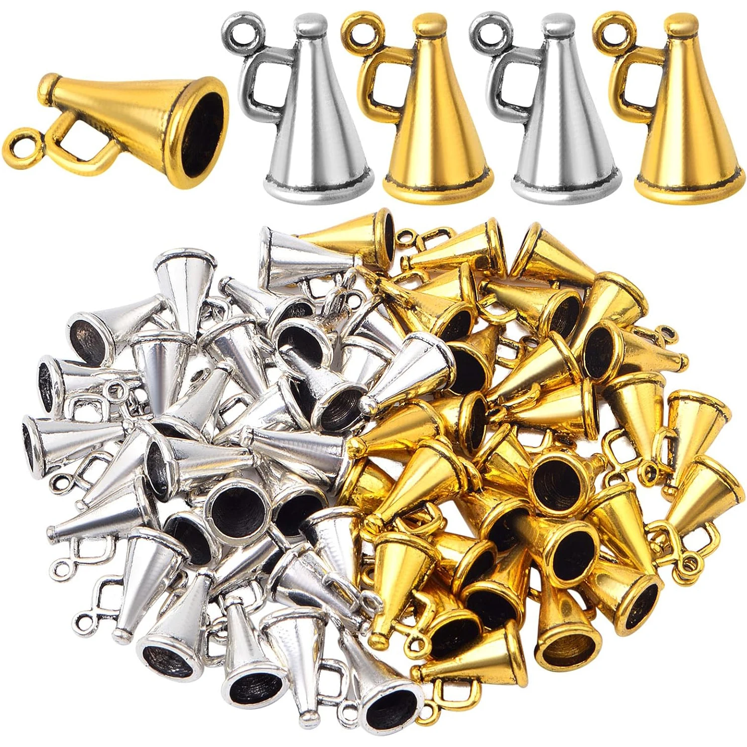 

60 шт. винтажных подвесок-мегафонов для чирлидинга, для изготовления ожерелий, браслетов и ювелирных изделий своими руками