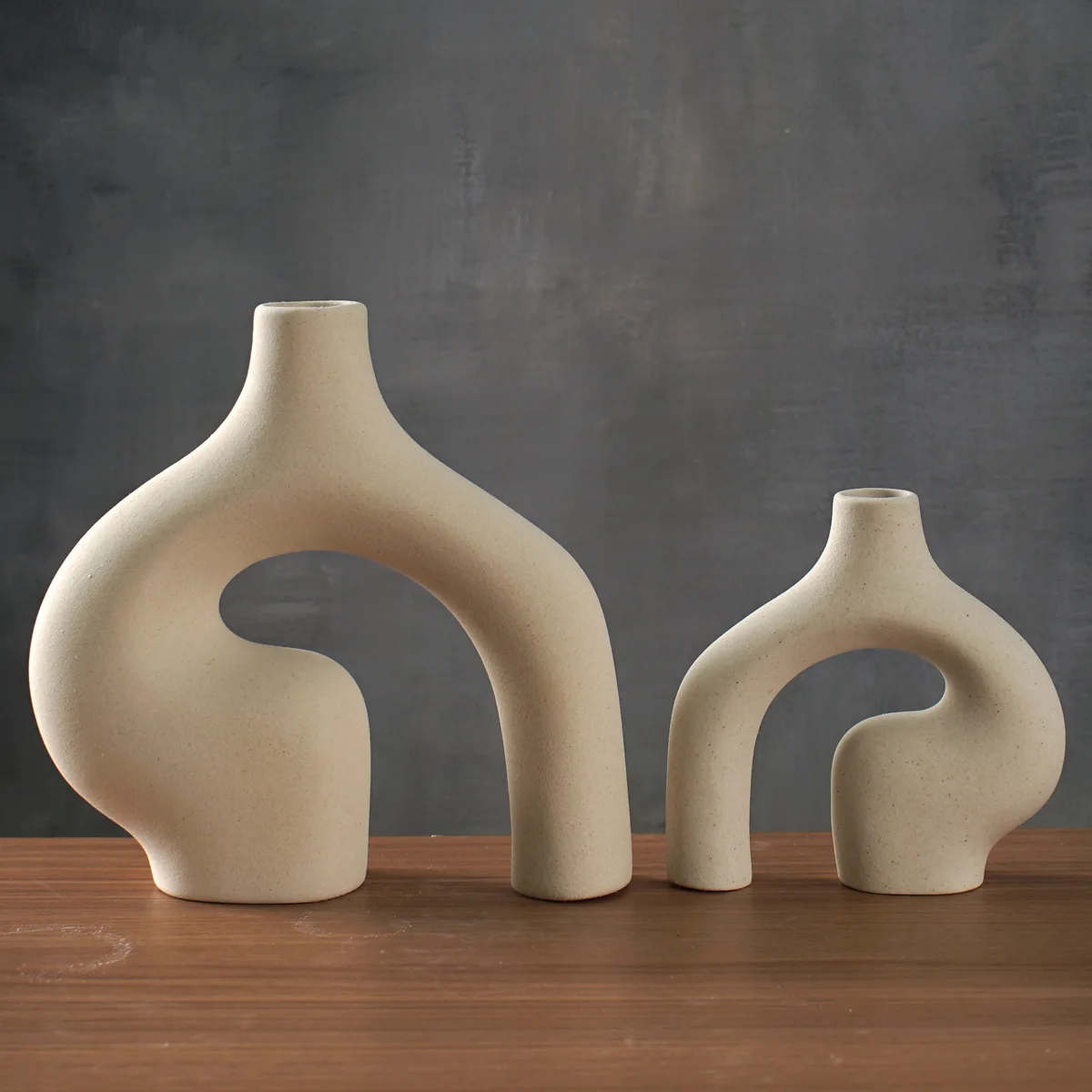 CAPIRON Ceramic White Nordic Vase of 2 Modern Minimalist Decorative Table Centerpiece Wedding Dining Living Room Office Decor