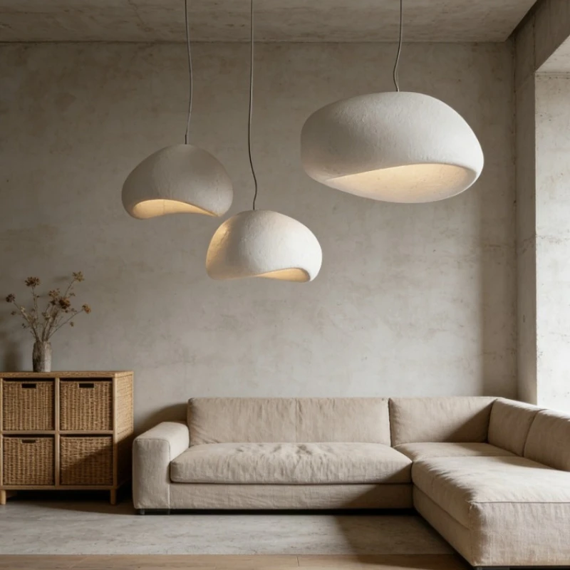 

Подвесной светильник в скандинавском стиле Ваби-Саби с трехцветным диммированием, светодиодная лампа E27 для декора гостиной, освещения кухонного острова и обеденного стола