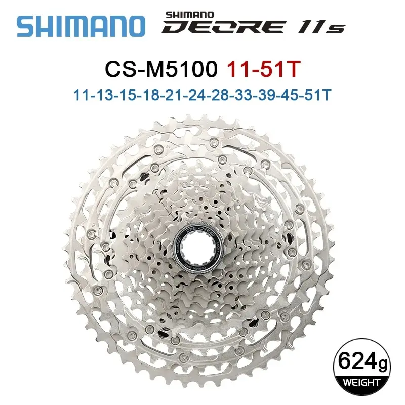 Roda Dentada Cassete Shimano-Deore M5100, Roda Livre de 11 Velocidades, Catraca K7 11V, Peças de Mountain Bike, 11-51T MTB, 11 S