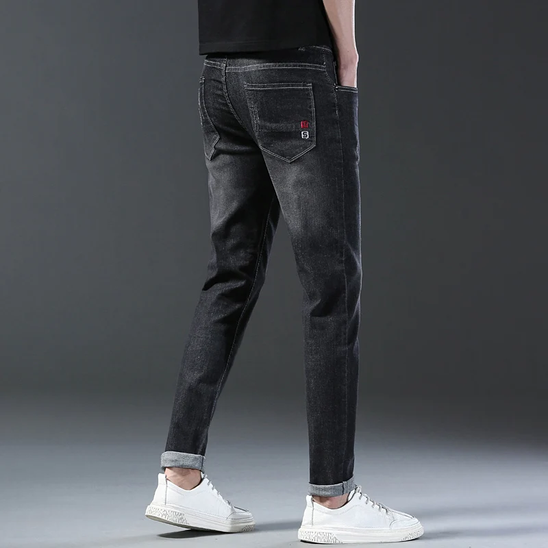 2024 Fashion Men\'s Trendy Comfortable Slim Fit Retro Jeans Men\'s Casual Straight Leg Personalized Black Gray Jeans