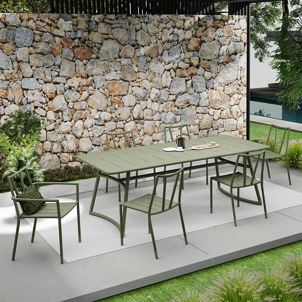 cd Modern Aluminum Patio Garden Hotel Dinning Set Outdoor Furniture Factory Customized Outdoor Dining Table and Chairs for 8#