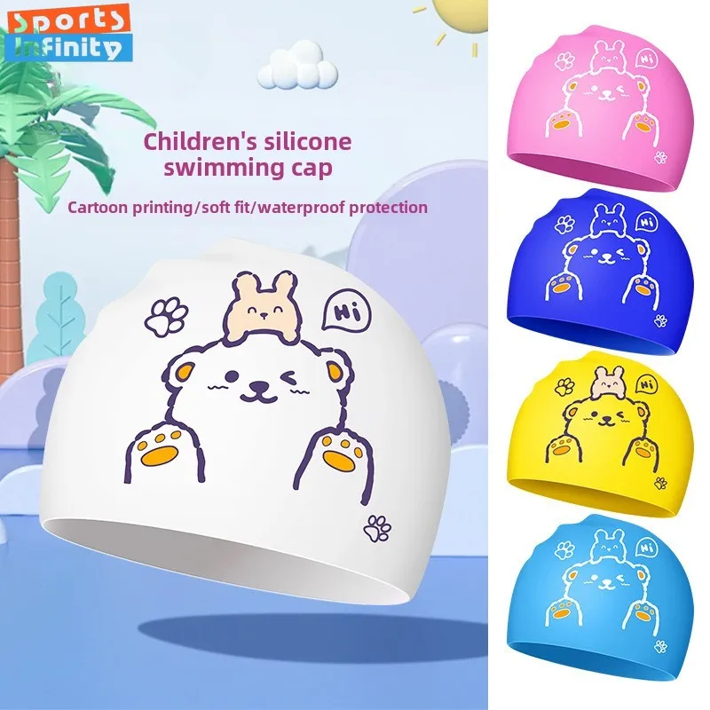 

Детская шапочка для плавания, детские шапочки для плавания с милыми героями мультфильмов, водонепроницаемая силиконовая модная шапочка для плавания с принтом, аксессуары для бассейна
