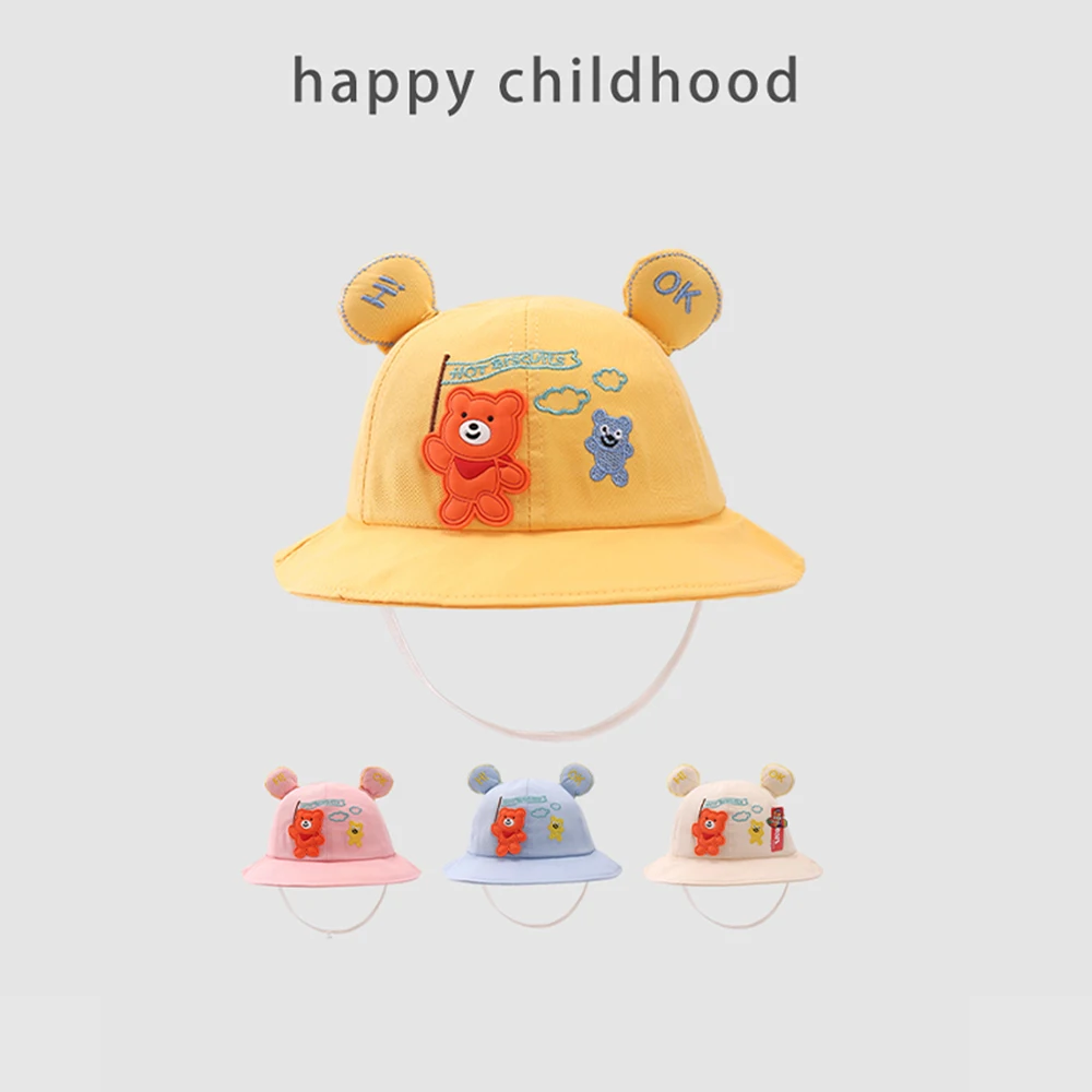 

Baby Fisherman Hat Spring And Summer Cute Bear Children's Bucket Hats Kid's Sun Caps Sunscreen New Basin Cap