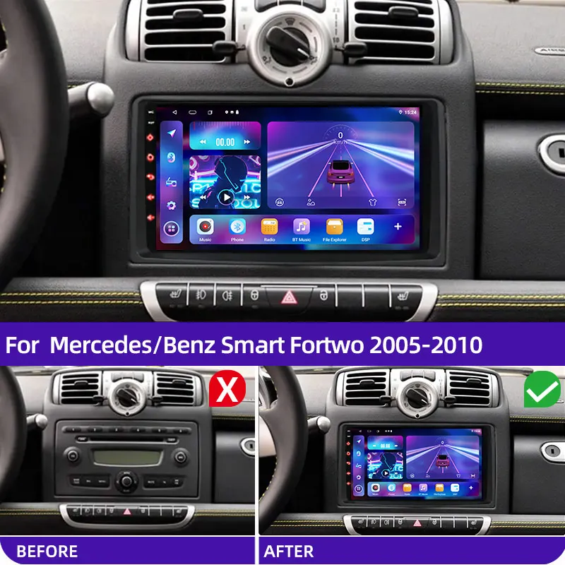 Carplay Android System Car DVD Multimedia Player For Mercedes/Benz Smart Fortwo 451 2011 2012 2013 2014 2015 WiFi Radio GPS