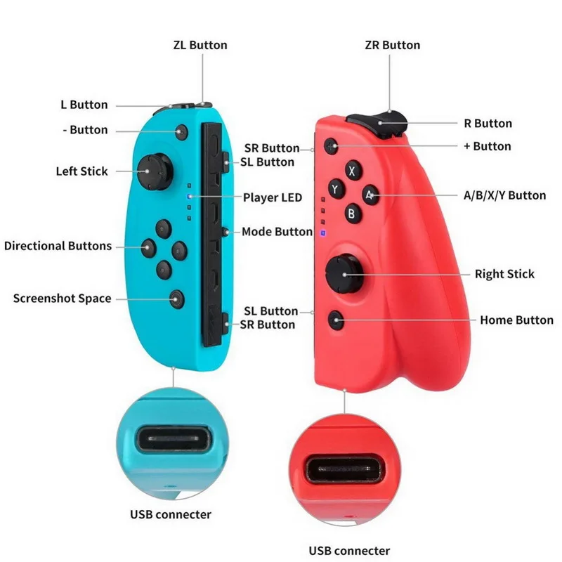 SUNDI vendita calda controller interruttore rosso e blu per controller Joycon N-Switch pro lite Wireless BT Joy Con