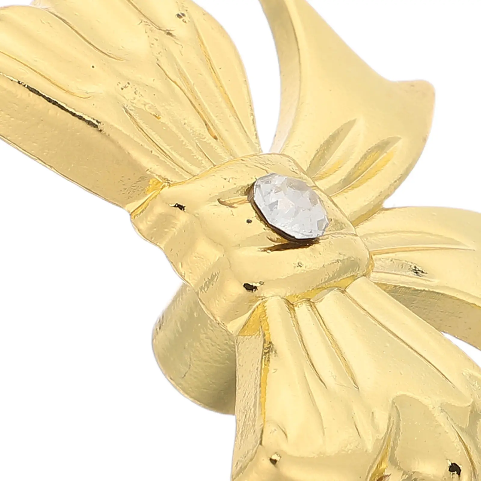 4Pcs Gold Bow Drawer Knobs Decorative Rhinestone Dresser Pull Handles Vintage Alloy Cabinet Hardware for Kitchen Bedroom
