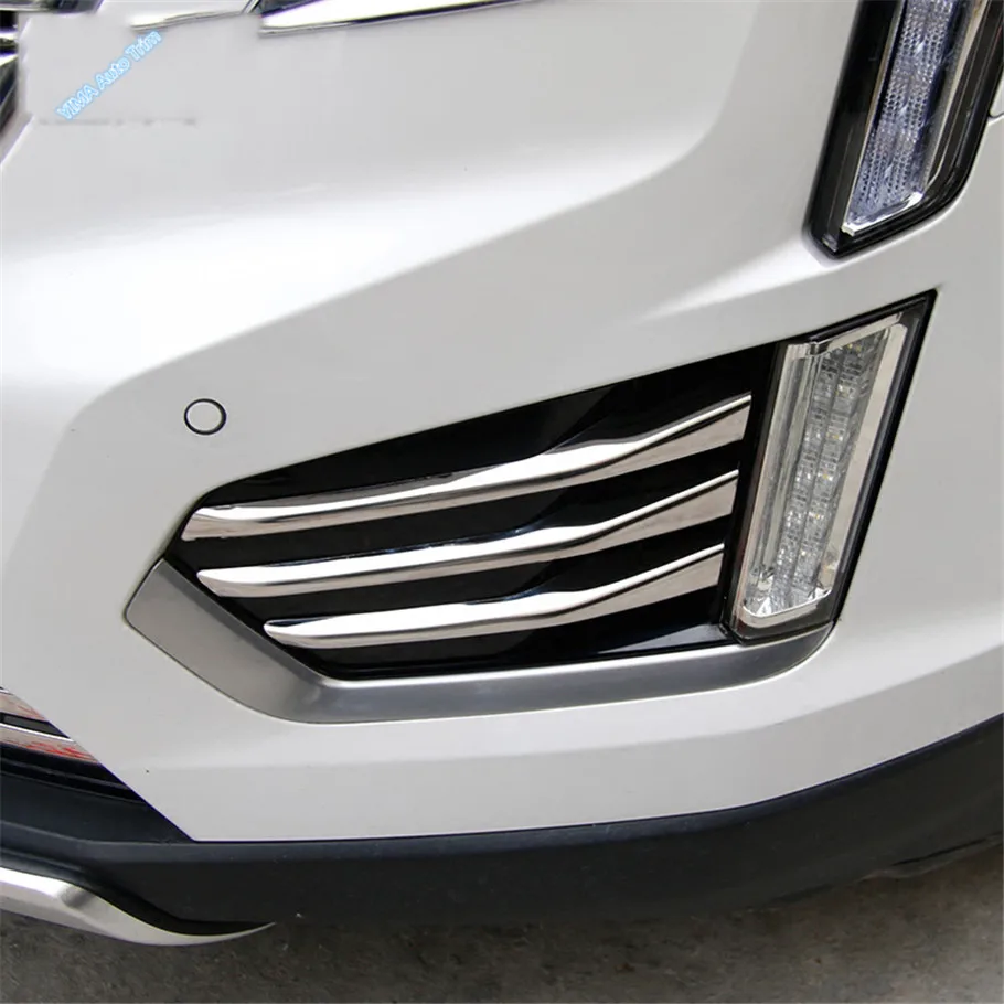 Stainless Steel Front Fog Light Lamp Cover Eyebrow Eyelid Garnish Trim Kit For Cadillac XT5 2016 - 2023 Car Exterior Accessories