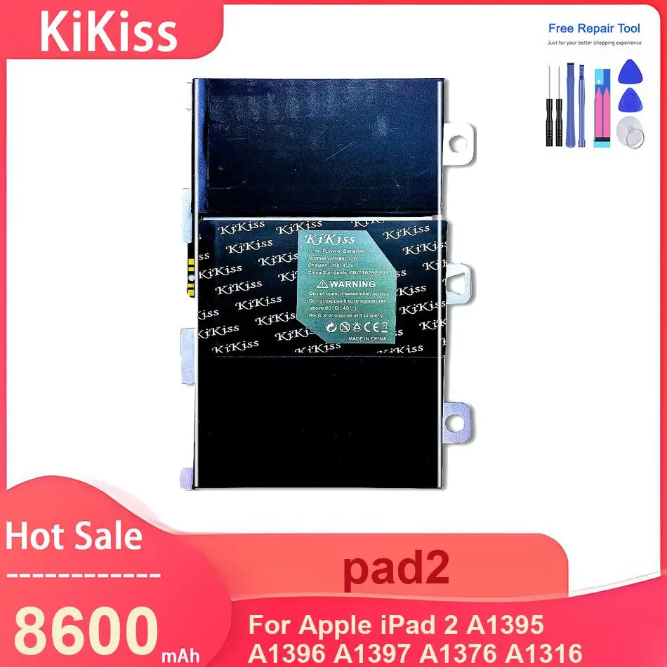 

KiKiss Tablet Battery For Apple iPad 2 A1395 A1396 A1397 A1376 A1316 ,pad2 8600mAh Batteries ,with Tools