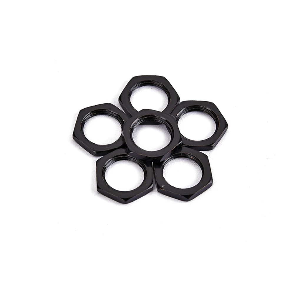 

50 Pcs Zinc Alloy Fine Tooth Nut Light Nut Thin Nut 8mm for Instrument Guitar Bass Socket Jack (Black)