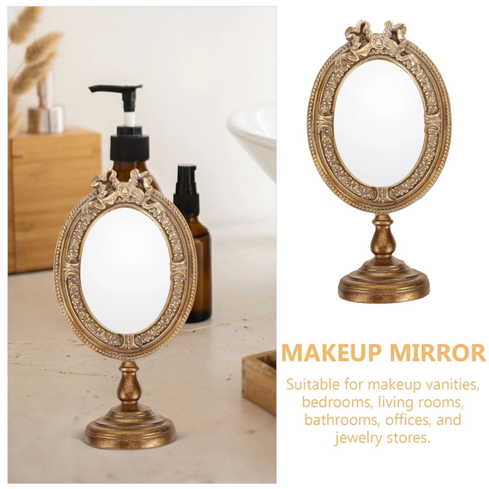 مرآة مكياج على الطراز الأوروبي، مرآة زينة لسطح المكتب، عالية الوضوح، انعكاس واضح، خفيفة الوزن، سهلة الحمل لغرفة النوم والمعيشة #4