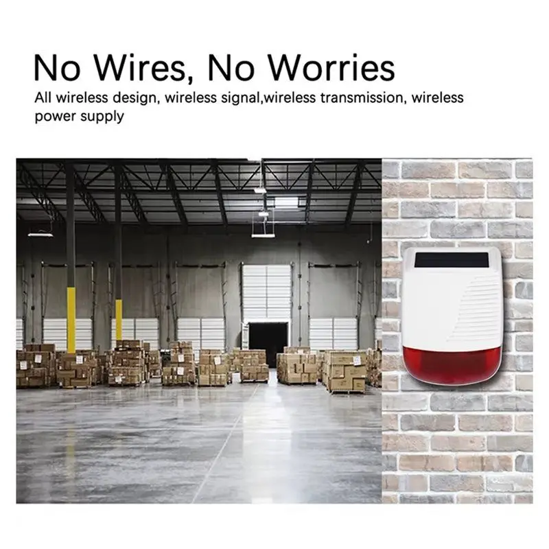 【PRECIO CALIENTE!】Solar Powered 433Mhz inalámbrico al aire libre estroboscópico Flash sirena luz impermeable para sistema de alarma antirrobo de seguridad para el hogar