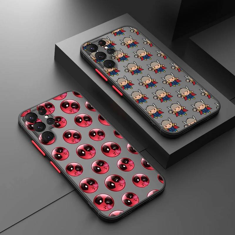 Marvel Hero Cute Deadpool Samsung A72 A54 A53 A52S A34 A32 A33 A24 A23 A22S A02 Lite Frosted Translucent Phone Case