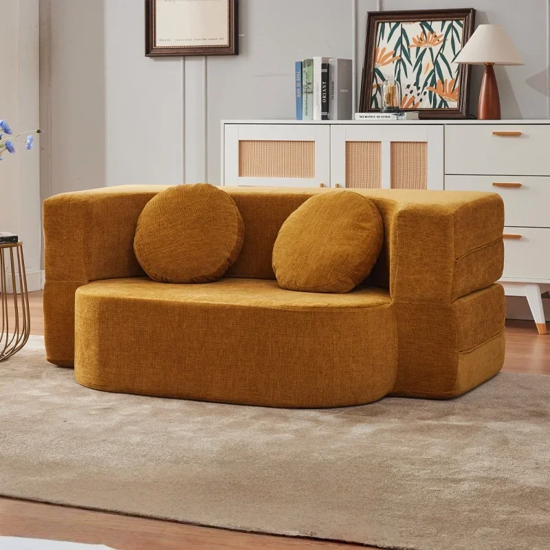 Compressible Double Folding Sofa Bed Fabric Sectional Home Leisure Living Room Apartment Bedroom Lunch Sponge Filling