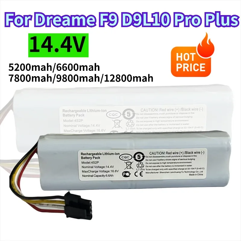 

14.4Vfor Xiaomi Mijia Vacuum Cleaner 1T for Dreame S10 D9 F9 L10Pro L10Plus Replacement Battery P2008-4S2P-MMBK P2150-4S2P-XWDLS