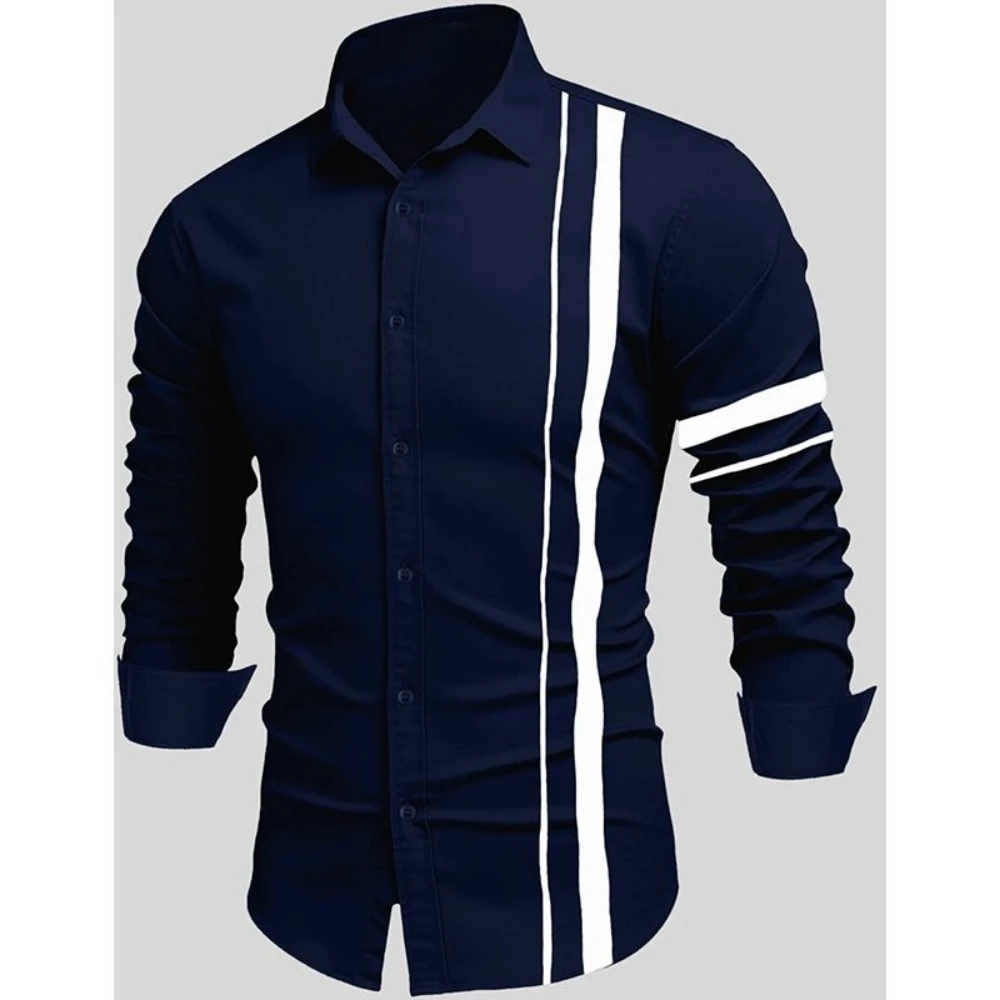 

2026 Spring New Men's Shirt 3D Printed Long Sleeve Casual Shirt Men's Fashion Solid Color Casual Collar Shirt